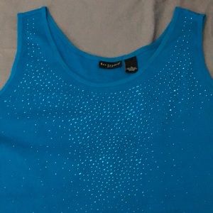 Bright aqua blue tank with jewel accents.